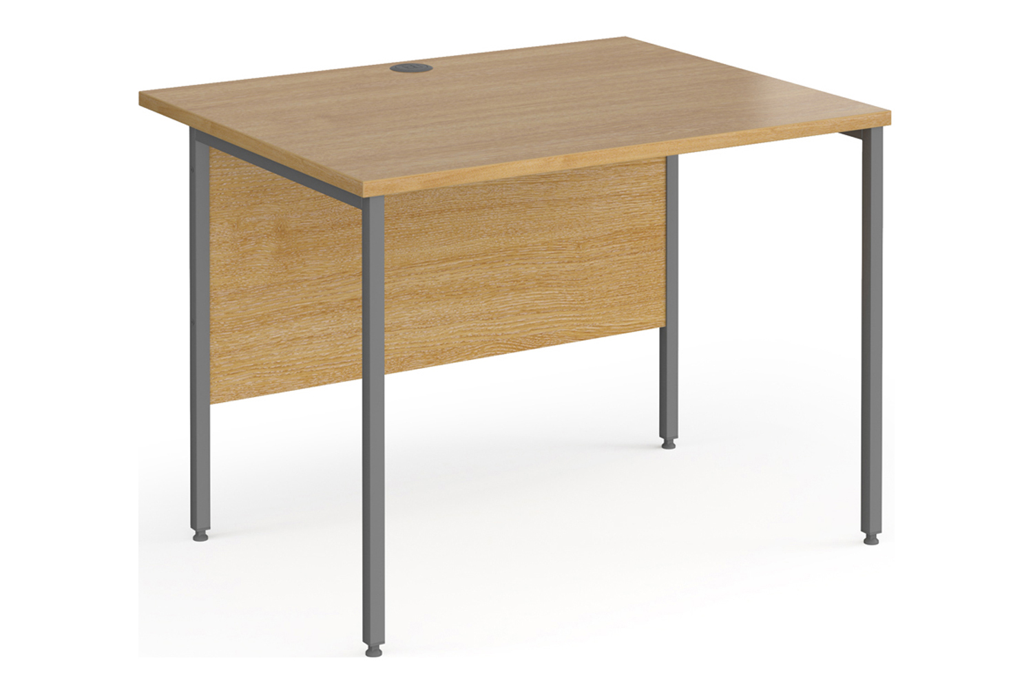 Value Line Classic+ Rectangular H-Leg Office Desk (Graphite Leg), 100wx80dx73h (cm), Oak, Express Delivery