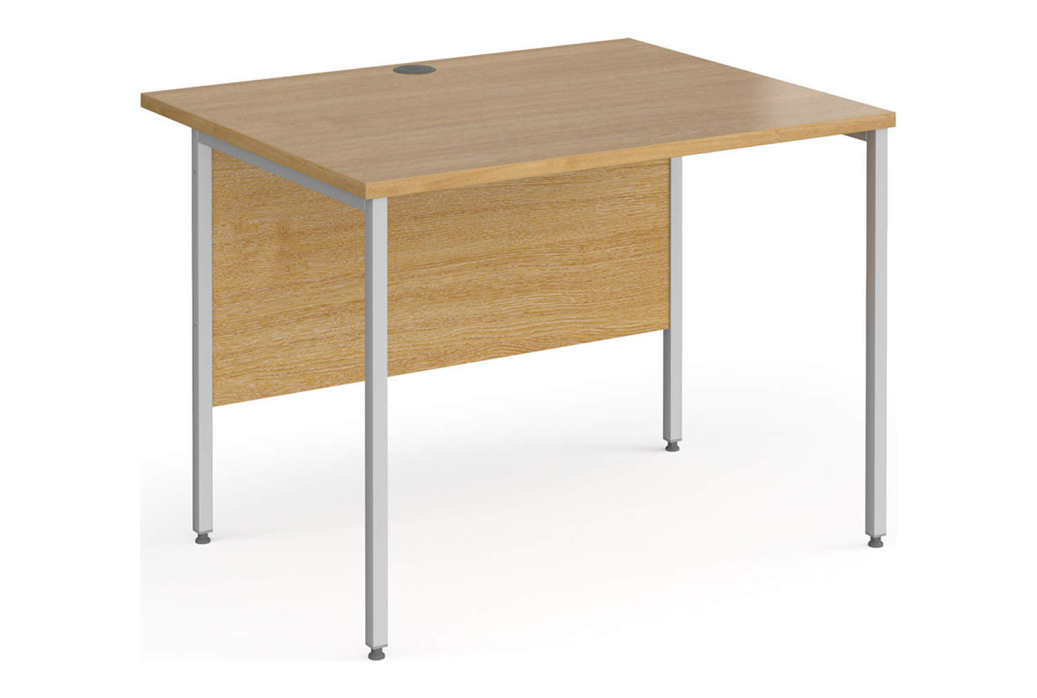 Value Line Classic+ Rectangular H-Leg Office Desk (Silver Leg), 100wx80dx73h (cm), Oak