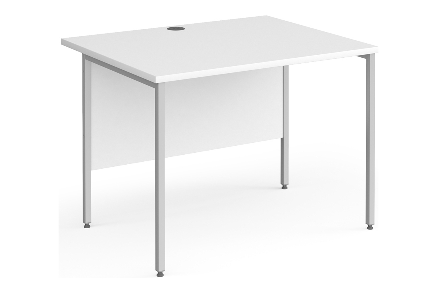 Value Line Classic+ Rectangular H-Leg Office Desk (Silver Leg), 100wx80dx73h (cm), White, Express Delivery