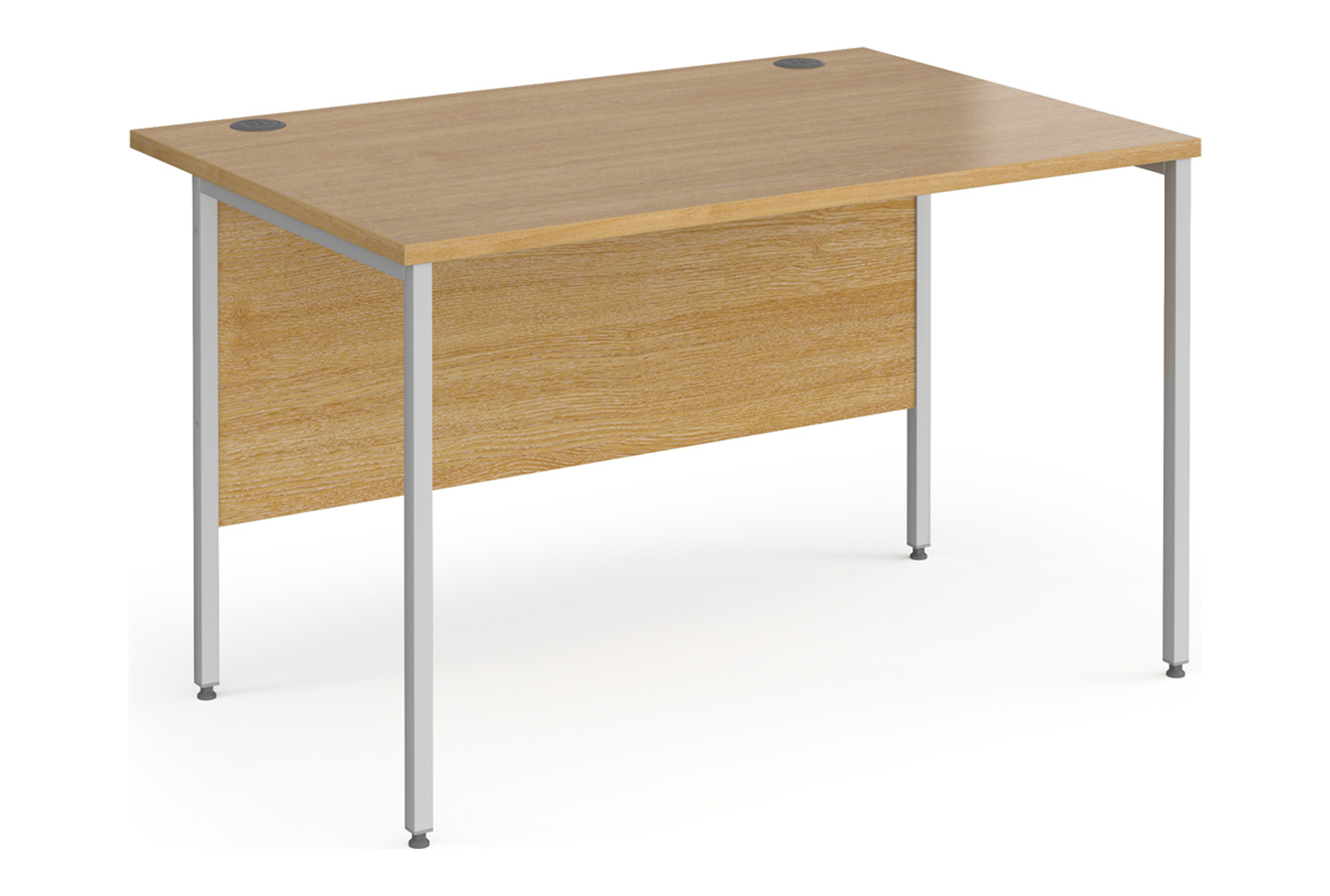 Value Line Classic+ Rectangular H-Leg Office Desk (Silver Leg), 120wx80dx73h (cm), Oak
