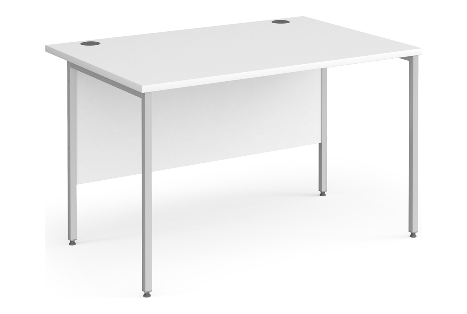 Value Line Classic+ Rectangular H-Leg Office Desk (Silver Leg), 120wx80dx73h (cm), White, Fully Installed