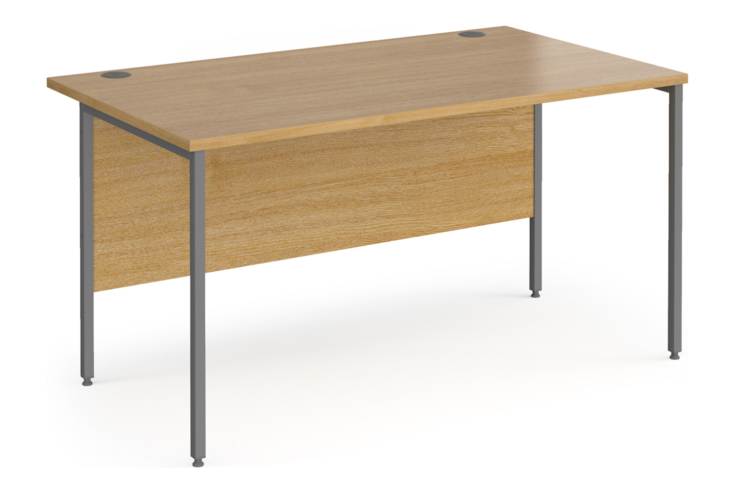 Value Line Classic+ Rectangular H-Leg Office Desk (Graphite Leg), 140wx80dx73h (cm), Oak, Express Delivery