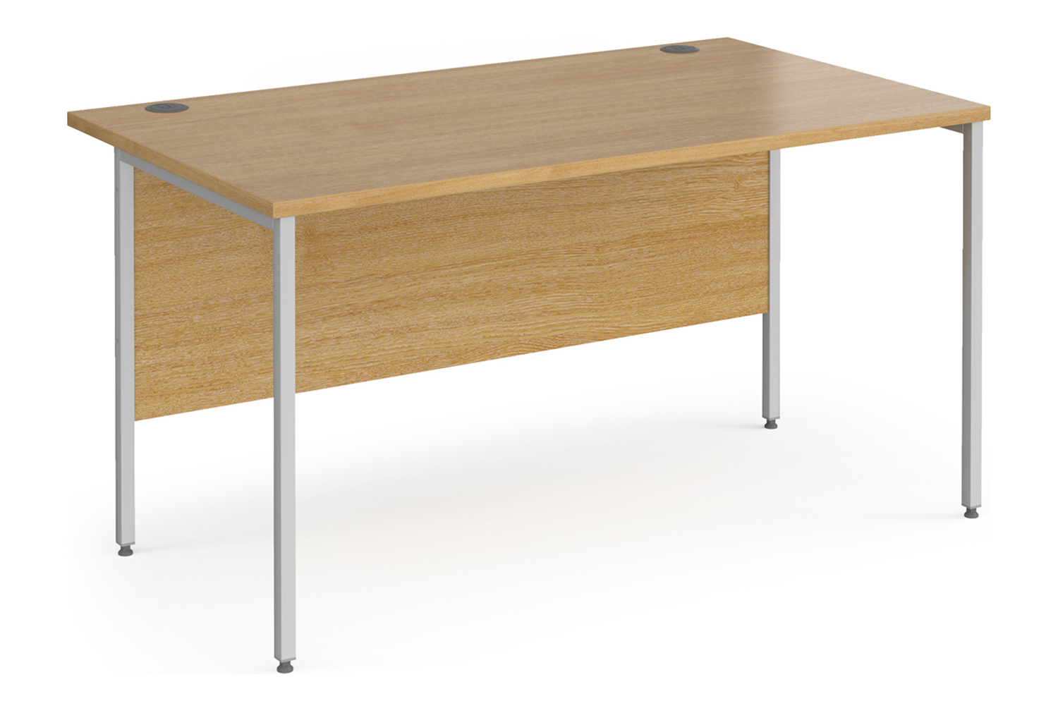 Value Line Classic+ Rectangular H-Leg Office Desk (Silver Leg), 140wx80dx73h (cm), Oak, Fully Installed
