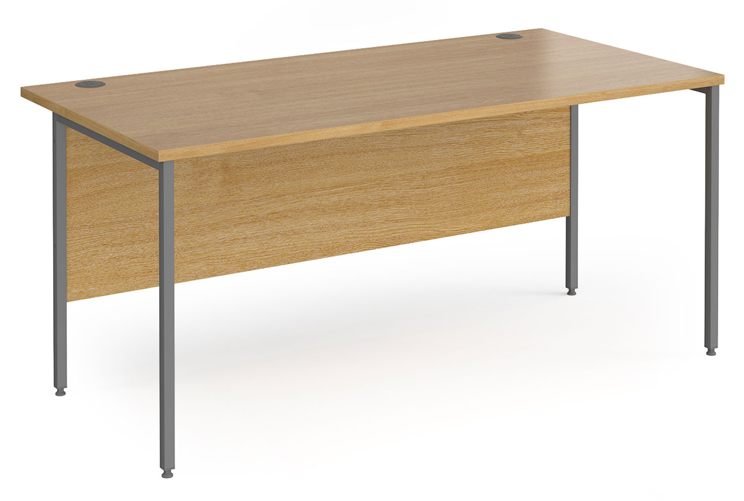Value Line Classic+ Rectangular H-Leg Office Desk (Graphite Leg), 160wx80dx73h (cm), Oak, Express Delivery