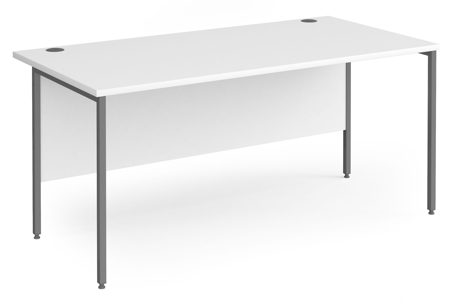 Value Line Classic+ Rectangular H-Leg Office Desk (Graphite Leg), 160wx80dx73h (cm), White, Express Delivery