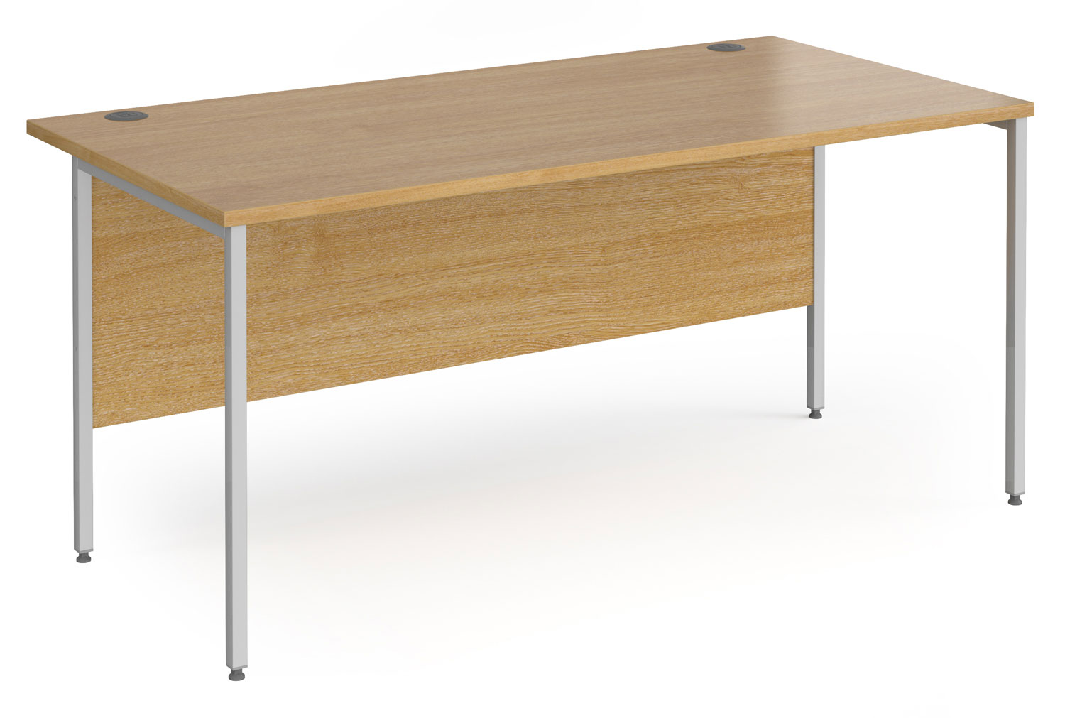 Value Line Classic+ Rectangular H-Leg Office Desk (Silver Leg), 160wx80dx73h (cm), Oak, Express Delivery