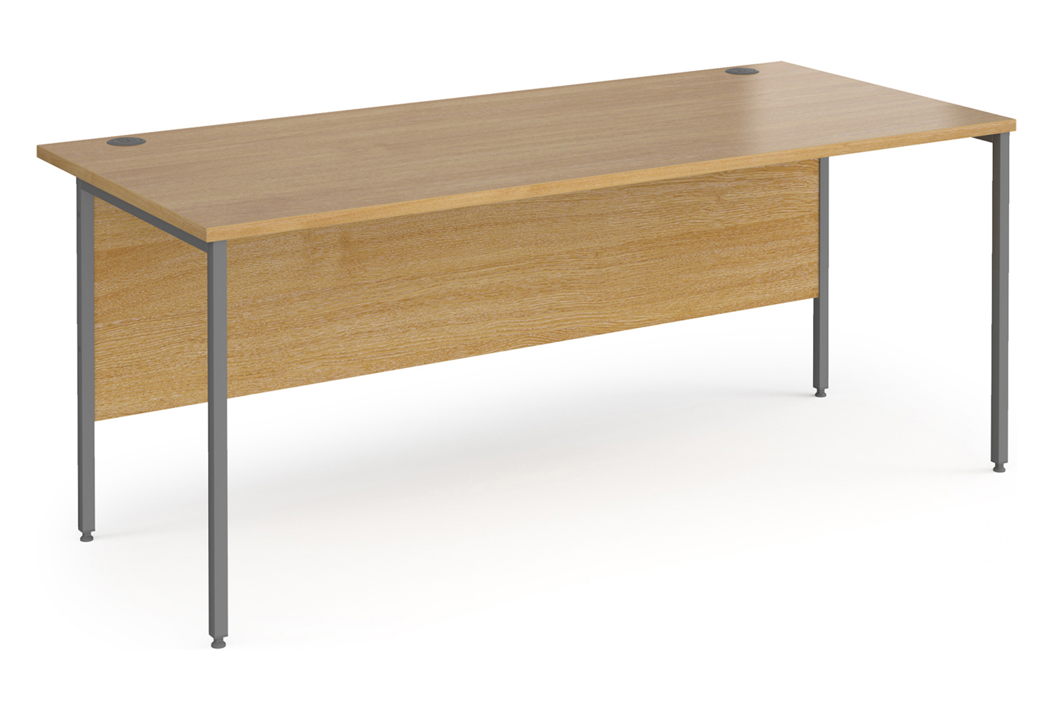 Value Line Classic+ Rectangular H-Leg Office Desk (Graphite Leg), 180wx80dx73h (cm), Oak, Express Delivery