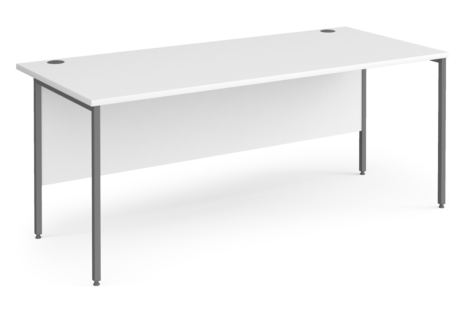 Value Line Classic+ Rectangular H-Leg Office Desk (Graphite Leg), 180wx80dx73h (cm), White, Express Delivery
