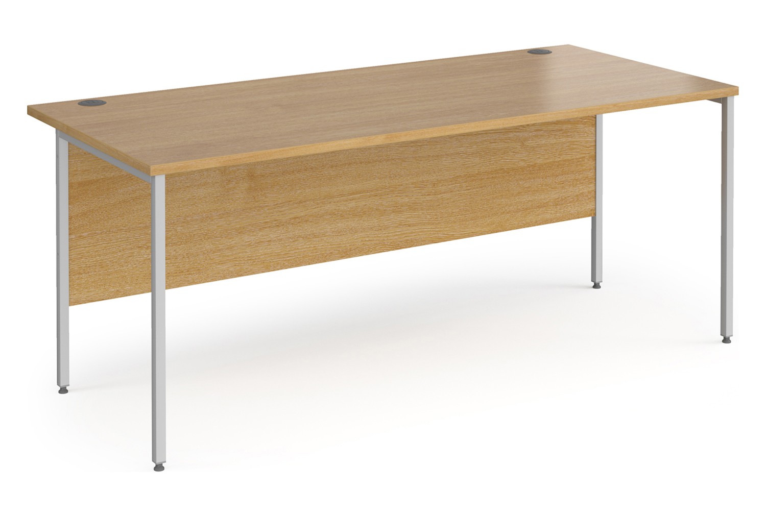 Value Line Classic+ Rectangular H-Leg Office Desk (Silver Leg), 180wx80dx73h (cm), Oak, Fully Installed