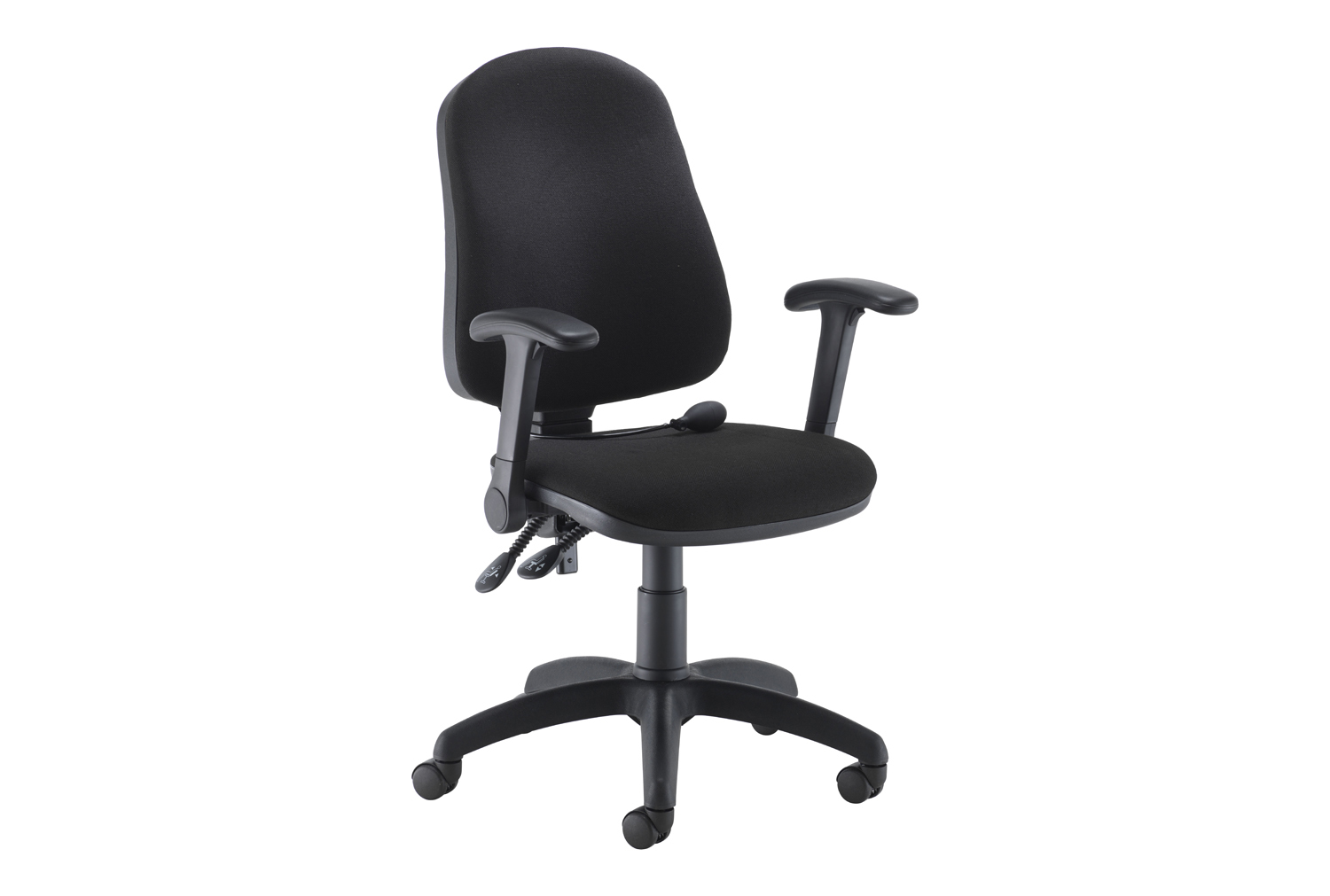 Orchid Lumbar Pump Ergonomic Operator Office Chair With Folding Arms, Black, Fully Installed