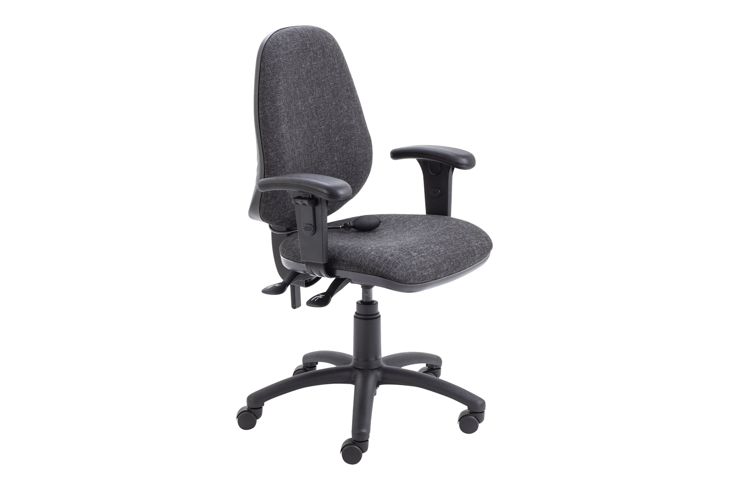 Orchid Lumbar Pump Ergonomic Operator Office Chair With Height Adjustable Arms, Charcoal, Fully Installed