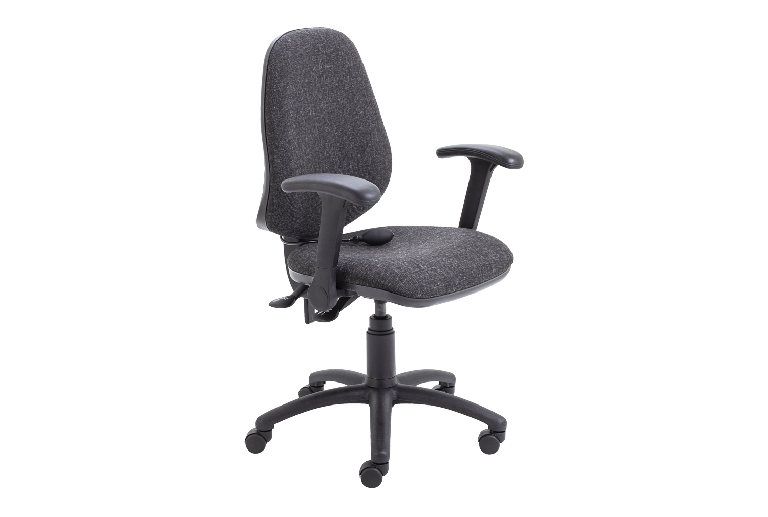 Orchid Lumbar Pump Ergonomic Operator Office Chair With Folding Arms, Charcoal, Fully Installed
