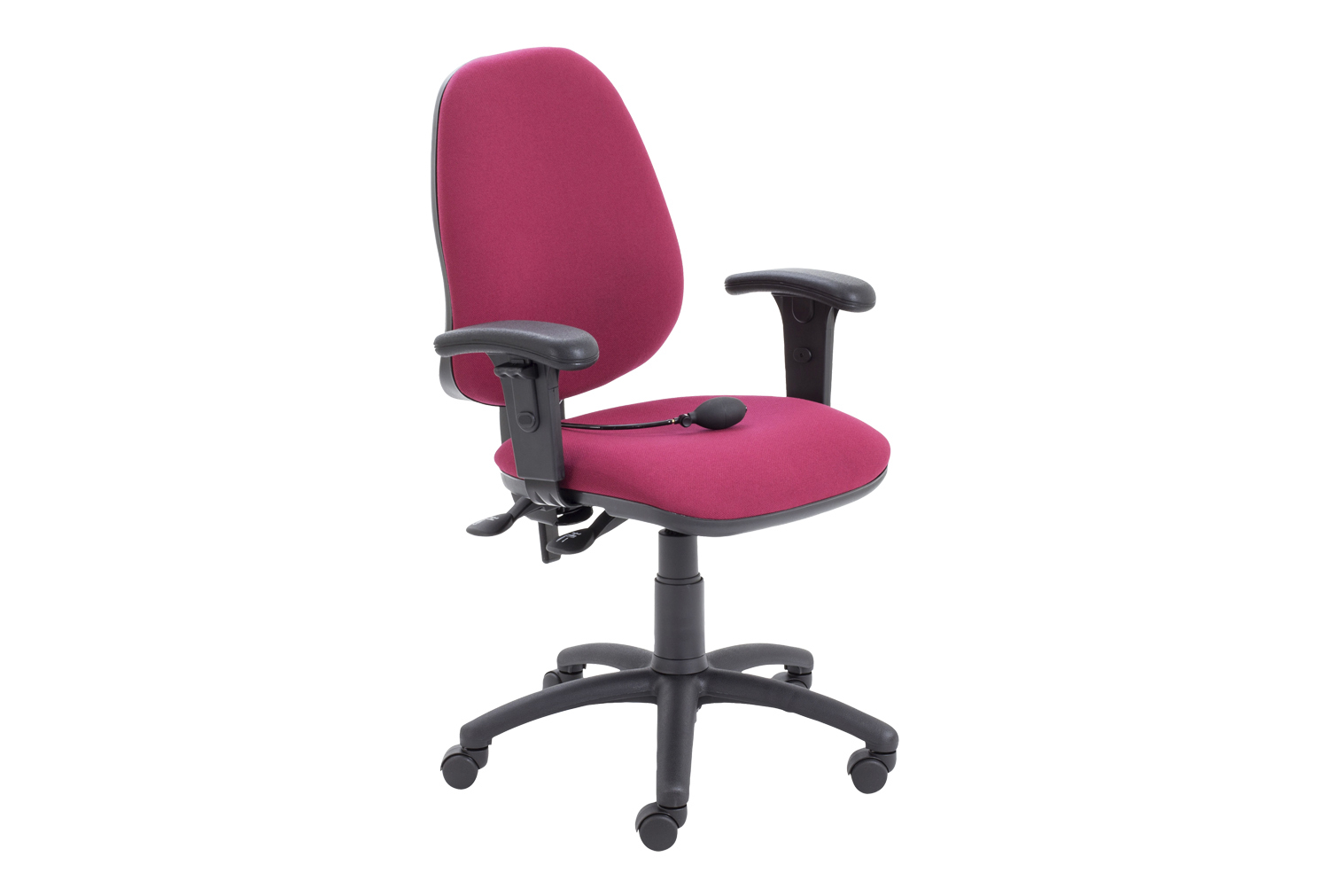 Orchid Lumbar Pump Ergonomic Operator Office Chair With Height Adjustable Arms, Burgundy, Express Delivery