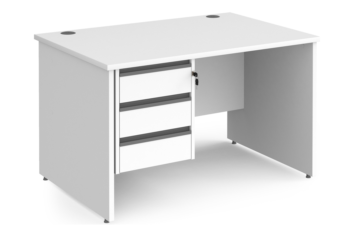 Value Line Classic+ Panel End Office Desk 3 Drawers (Graphite Slats), 120wx80dx73h (cm), White, Express Delivery
