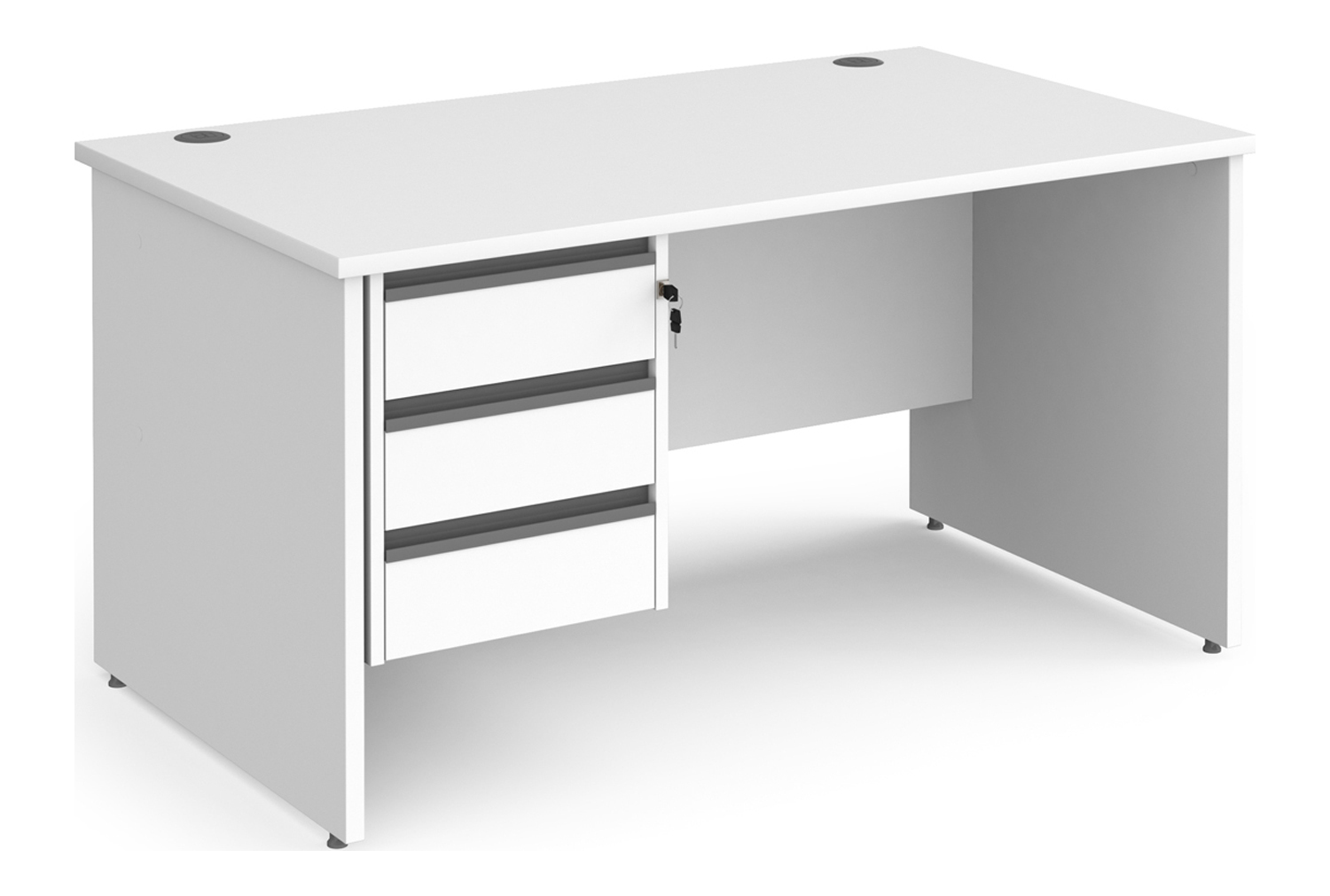 Value Line Classic+ Panel End Office Desk 3 Drawers (Graphite Slats), 140wx80dx73h (cm), White, Express Delivery