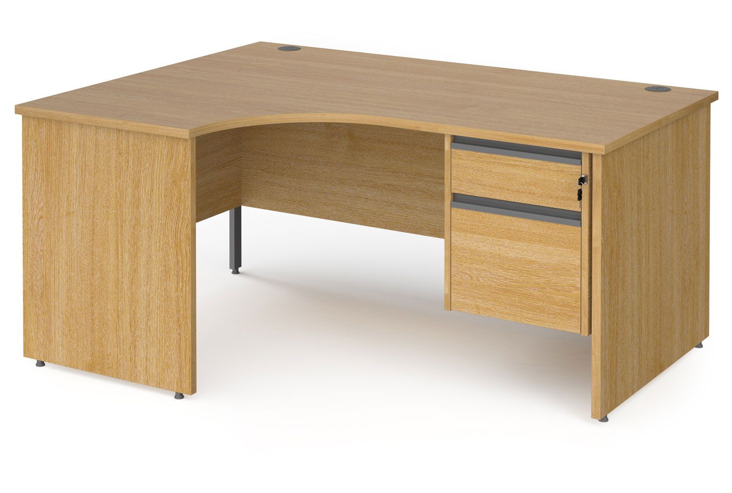 Value Line Classic+ Panel End Left Ergo Office Desk 2 Drawers (Graphite Slats), 160wx120/80dx73h (cm), Oak