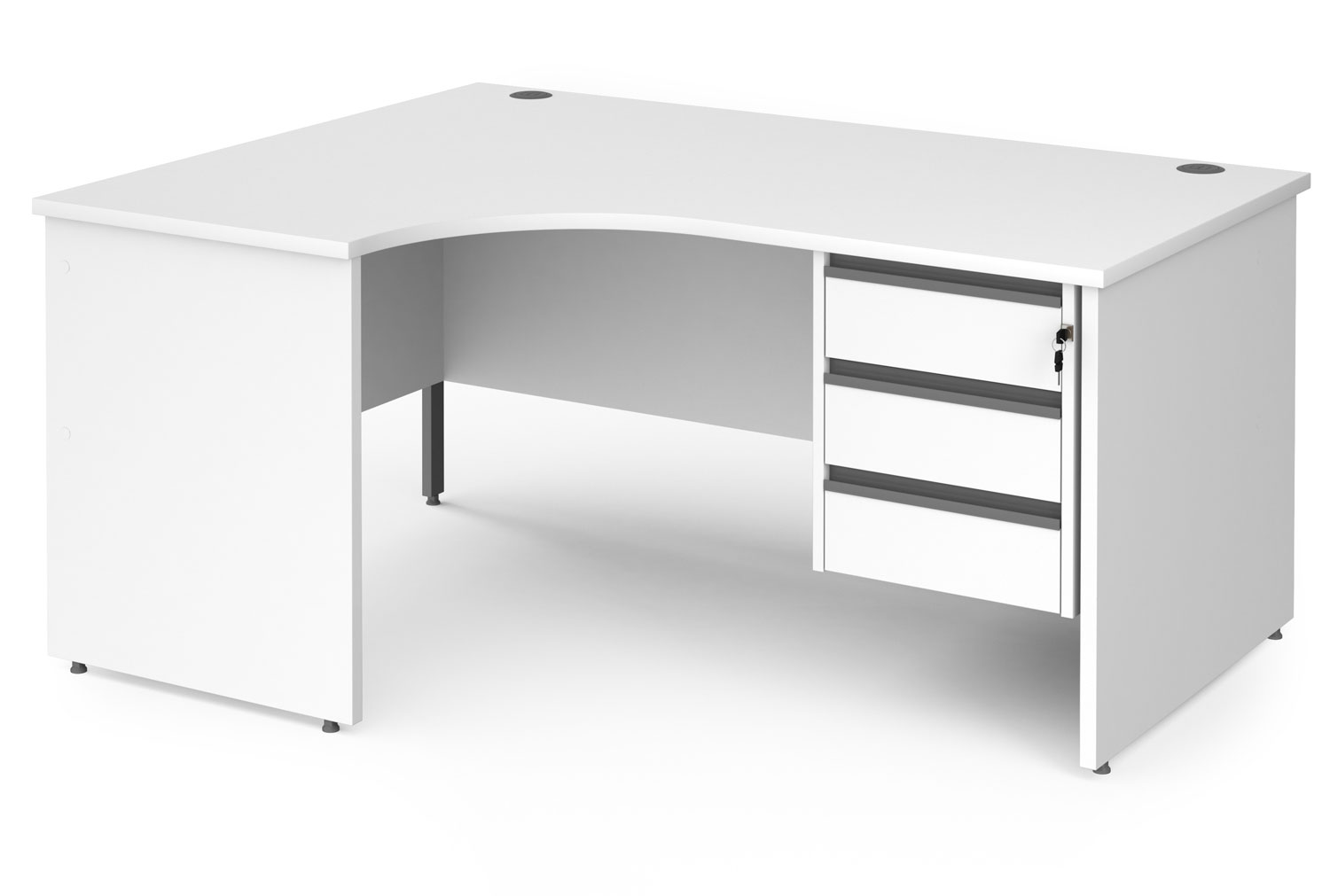 Value Line Classic+ Panel End Left Ergo Office Desk 3 Drawers (Graphite Slats), 160wx120/80dx73h (cm), White