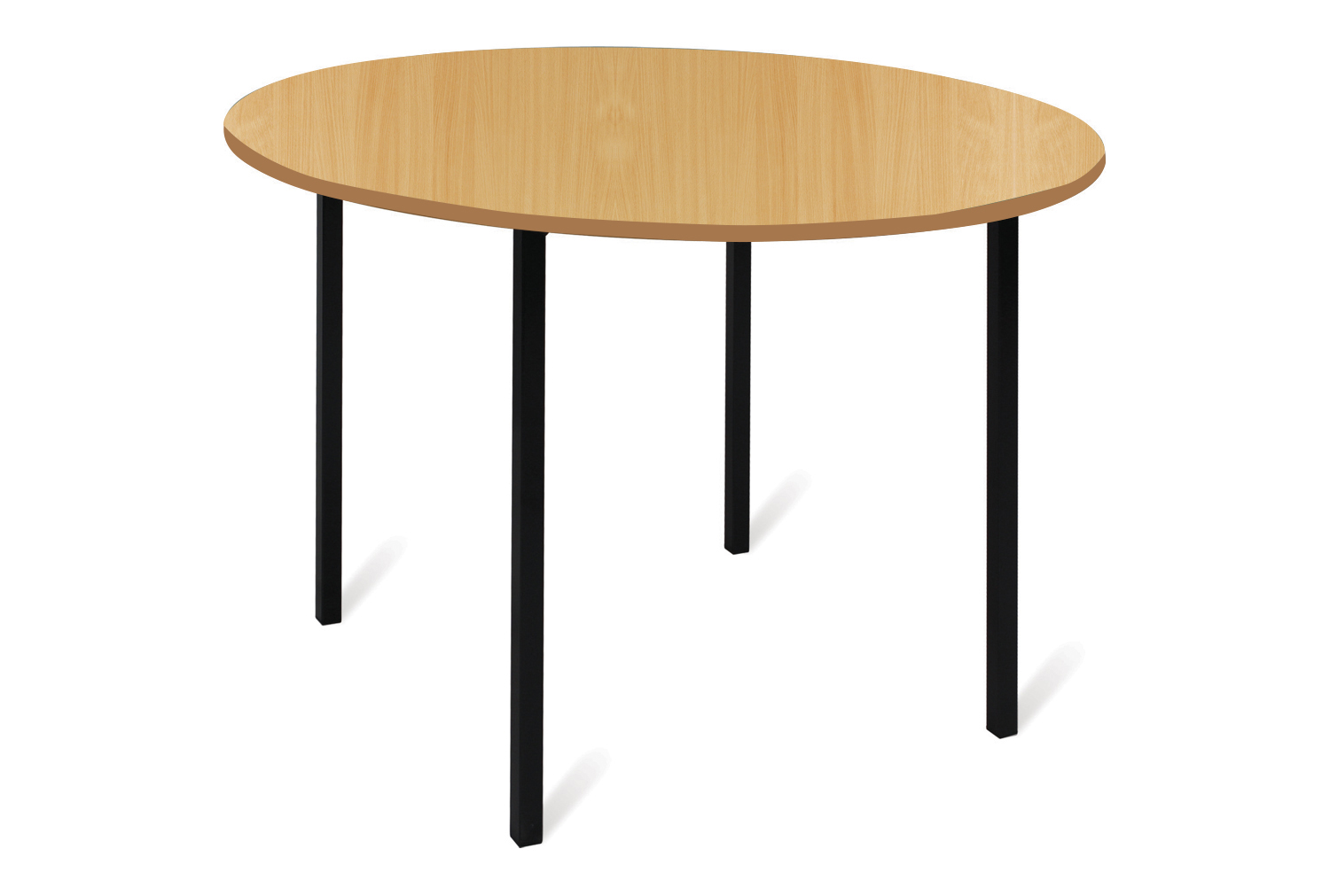 Qty 4 - Educate Fully Welded Circular Classroom Tables 11-14 Years (MDF Edge), 100diax71h (cm), Charcoal Frame, Beech Top
