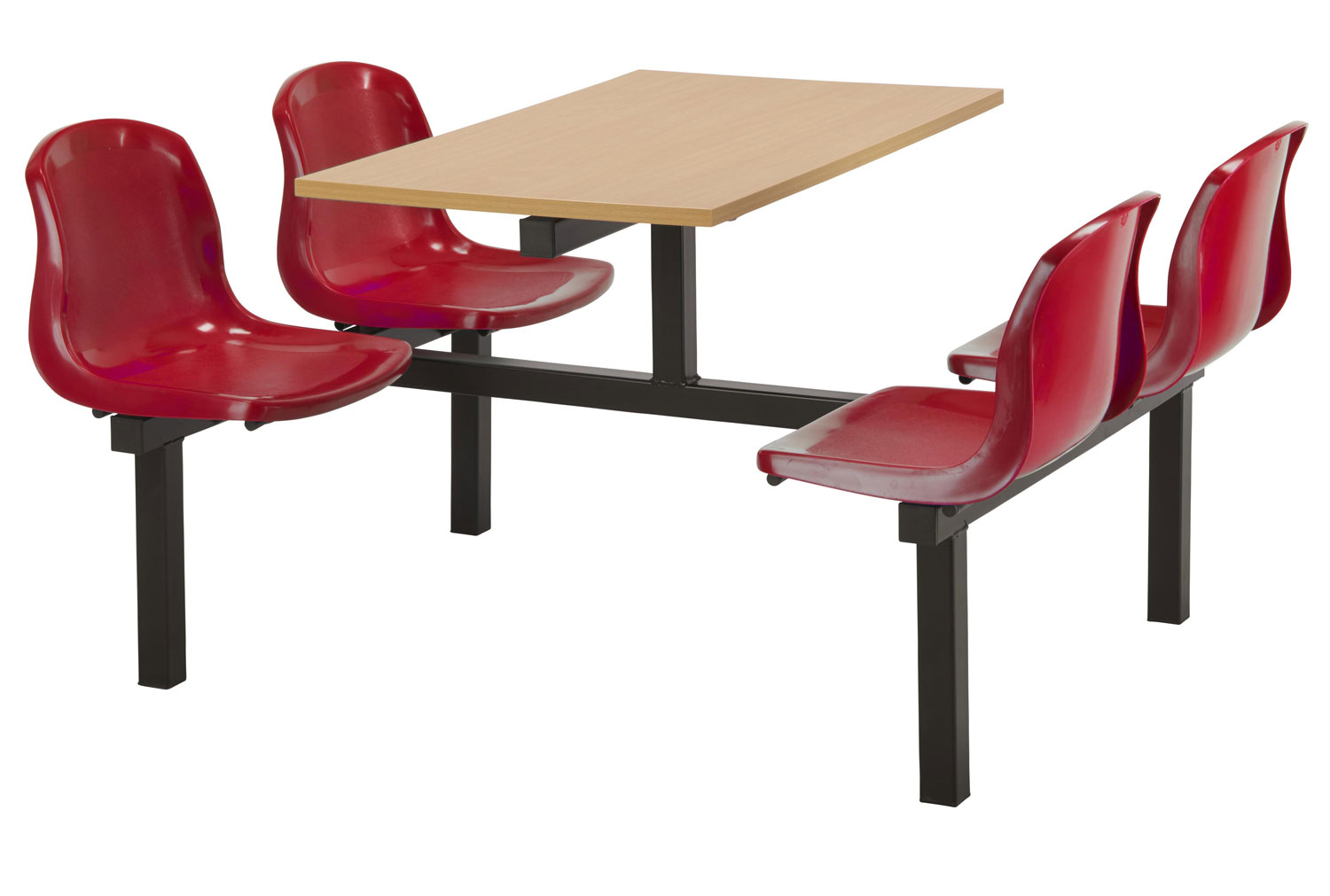 Hassan 4 Seater Fast Food Unit (Double Entry), Beech Top, Red Seats