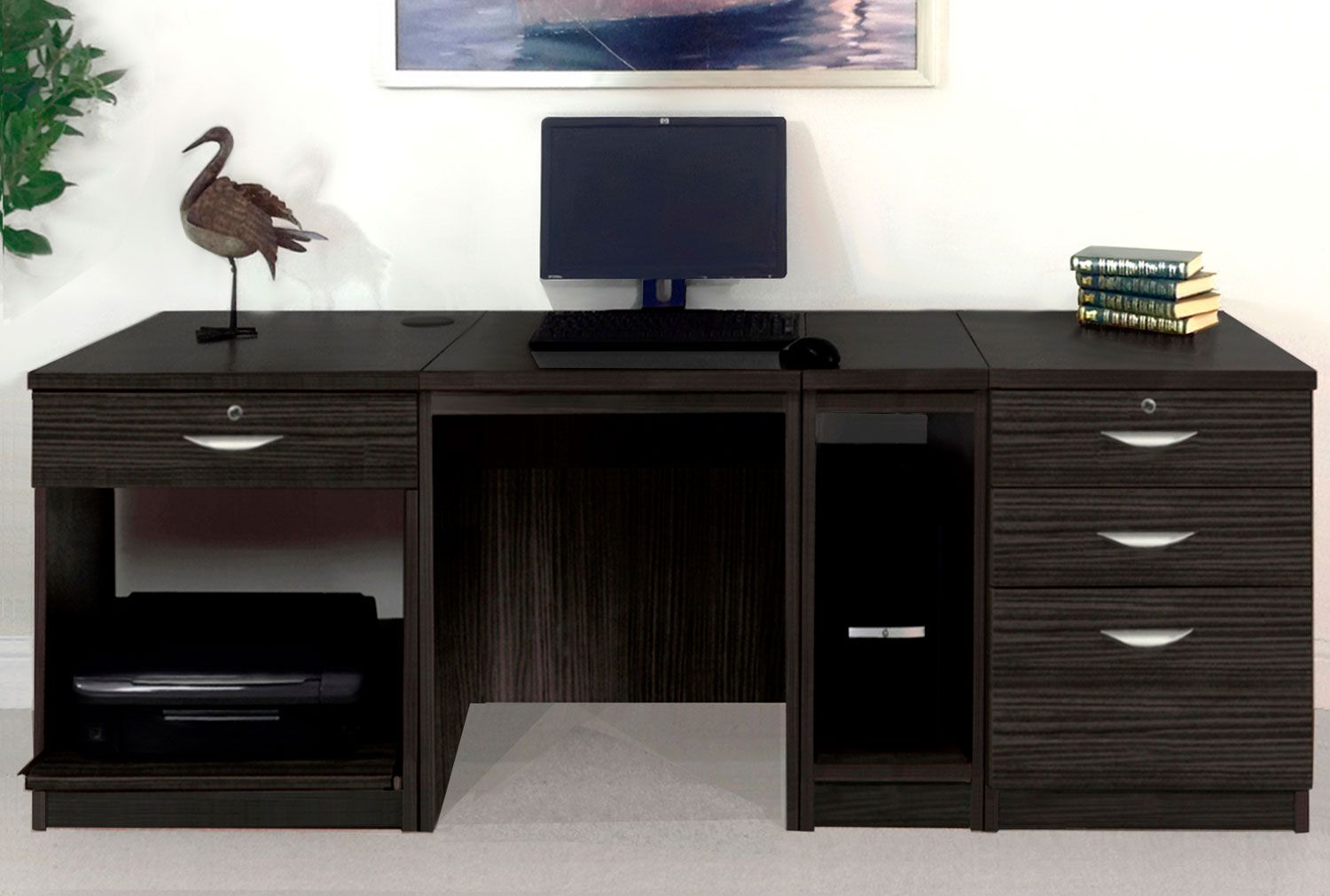 Black computer desk with printer storage deals