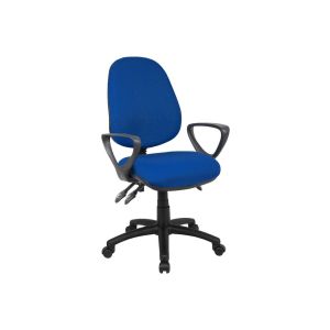 Full Lumbar 3 Lever High Back Fabric Operator Chair With Fixed Arms