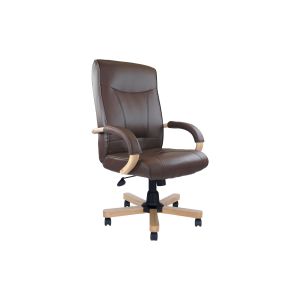 Barrassie Leather Faced High Back Executive Chair (Oak/Brown)