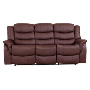 Hunter Leather 3 Seater Recliner Sofa (Burgundy)