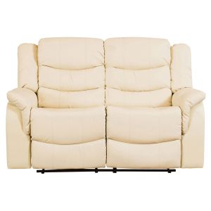 Hunter Leather 2 Seater Recliner Sofa (Cream)