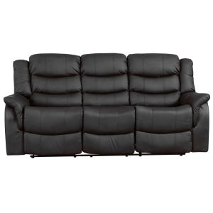 Hunter Leather 3 Seater Recliner Sofa (Black)