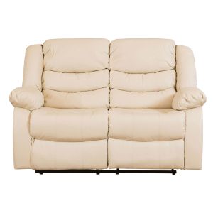 Buet Leather 2 Seater Recliner Sofa (Cream)