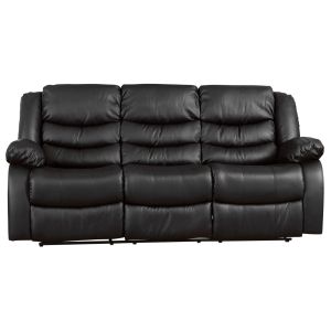 Buet Leather 3 Seater Recliner Sofa (Black)