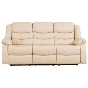 Buet Leather 3 Seater Recliner Sofa (Cream)