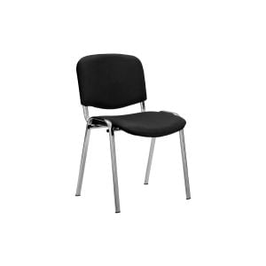 Vogue Fabric ISO Chrome Framed Stacking Conference Chair (Black)