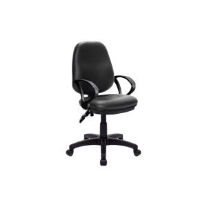 Barker High Back Vinyl Operator Chair With Fixed Arms