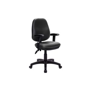 Barker High Back Vinyl Operator Chair With Adjustable Arms