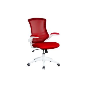 Moon High Mesh Back Operator Chair With White Base (Red)