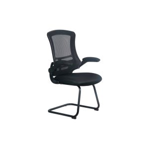 Moon Mesh Back Cantilever Chair With Black Frame (Black)