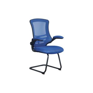 Moon Mesh Back Cantilever Chair With Black Frame (Blue)