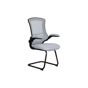 Moon Mesh Back Cantilever Chair With Black Frame (Grey)