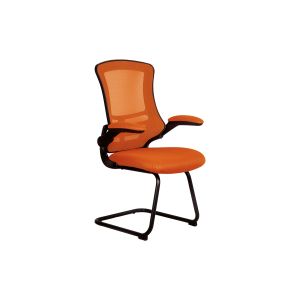 Moon Mesh Back Cantilever Chair With Black Frame (Orange)