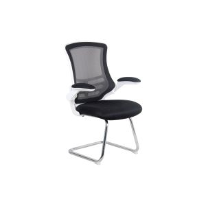 Moon Mesh Back Cantilever Chair With Chrome Frame (Black)