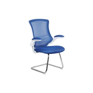 Moon Mesh Back Cantilever Chair With Chrome Frame (Blue)