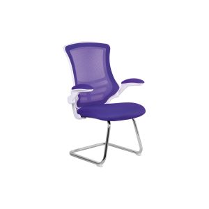 Moon Mesh Back Cantilever Chair With Chrome Frame (Purple)