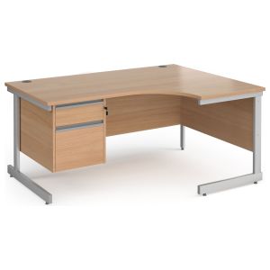 Value Line Classic+ C-Leg Right Ergo Desk 2 Drawers (Silver Leg)