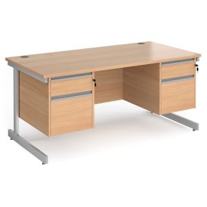 Value Line Classic+ Rectangular C-Leg Desk 2+2 Drawers (Silver Leg)