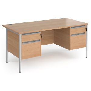 Value Line Classic+ Rectangular H-Leg Desk 2+2 Drawers (Silver Leg)