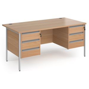 Value Line Classic+ Rectangular H-Leg Desk 3+3 Drawers (Silver Leg)