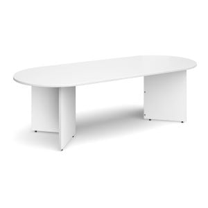 All White Premium Arrowhead Radial Boardroom Tables