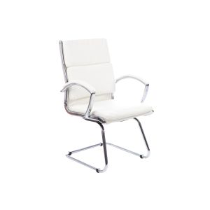 Andorra High Back Leather Faced Cantilever Chair (White)