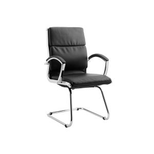 Andorra High Back Leather Faced Cantilever Chair (Black)
